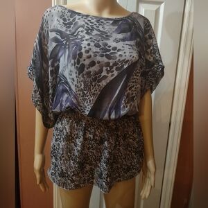 MILEY CYRUS MAX  Sheer Top Peasant -SHIRT JUNIORS LARGE Scrunch